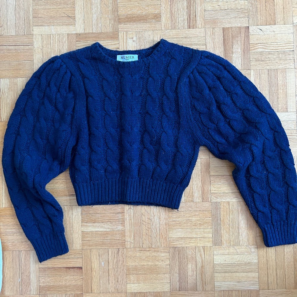 Musier Paris Cropped Cable Knit Sweater